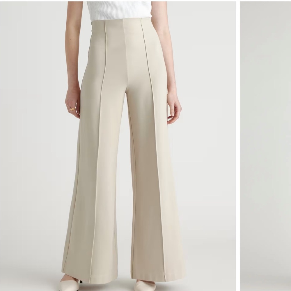 Elegant Cream Wide-Leg Pants